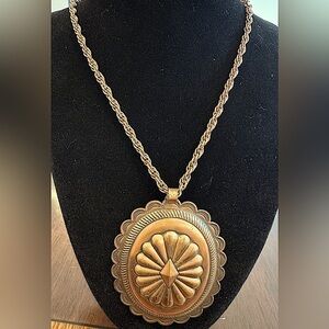 Vintage 25” Signed Van Dell Copper Necklace with Hand-Etched Copper Pendant